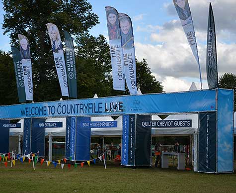 Layher structure for Countryfile Live public entrance gantry.