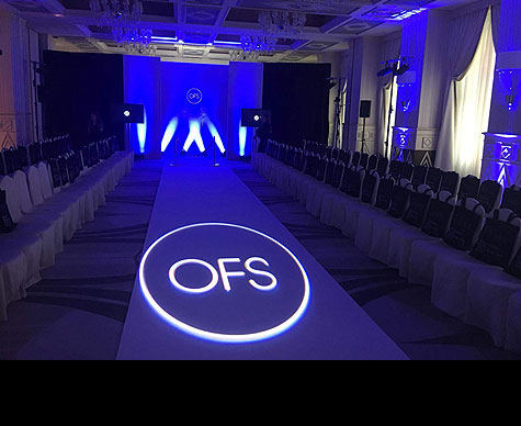 Lighting and gobo projection at fashion show.