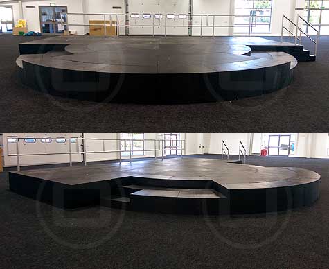 Tiered semi-circular LiteDeck with custom components.