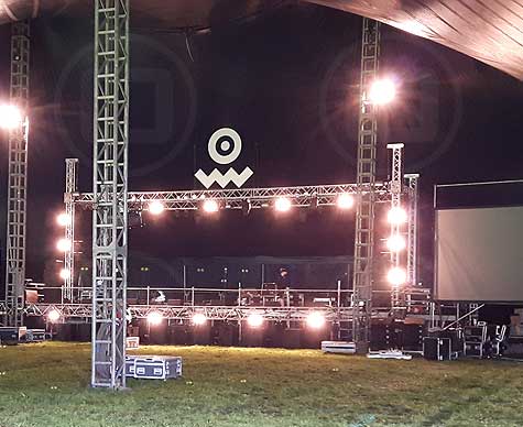 Ground support truss for secondary stage, Green Man festival, Wales.