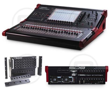 DiGiCo SD9 digital mixing desk, back panel and D-Rack