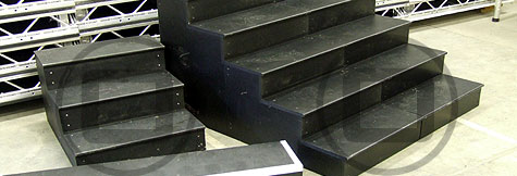 Litedeck modular steps and wooden stage treads available for dry hire