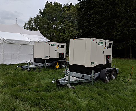 Pair of 60kVA road-tow generators on site.